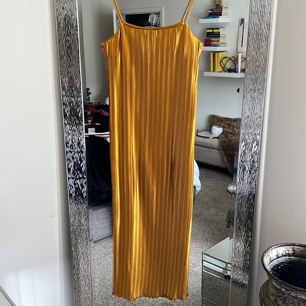 Gold satin dress